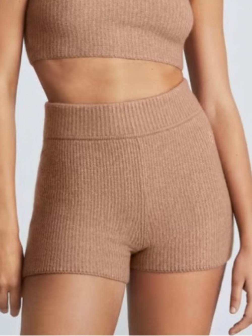 Everlane Cozy Stretch Shorts Wool Blend Camel Tan Medium
